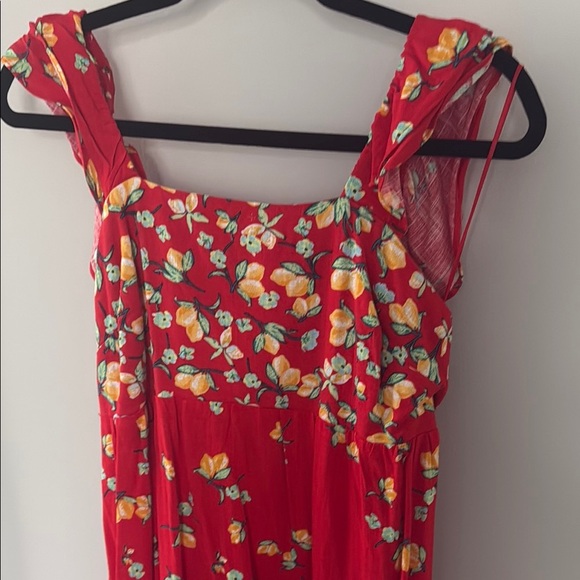 Lauren Conrad Red Sleeveless Dress with Lemon 🍋 Pattern Size XS NWT - Picture 2 of 8